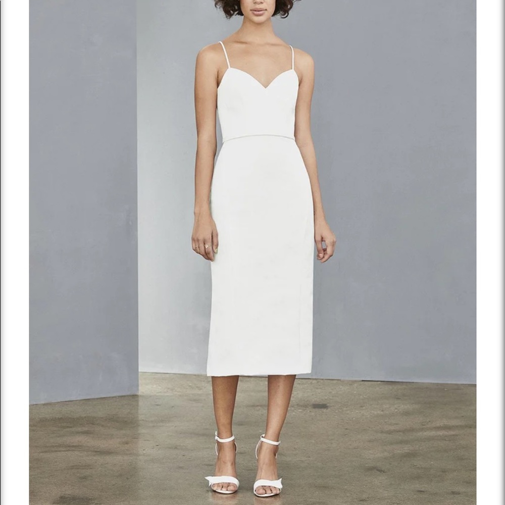 Amsale LW139 Faille Silk White Sleeveless Camisole Bridal Dress Size 14 NWT
